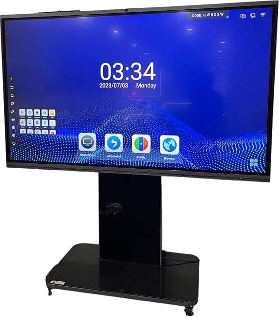 86" Smart Board, 4K Interactive Whiteboard, All-in-One Commercial Grade, 4K Webcam, Electronic Digital Touch Screen, Screen Share Mirroring, for Classroom and Conference (Stand is not Included)