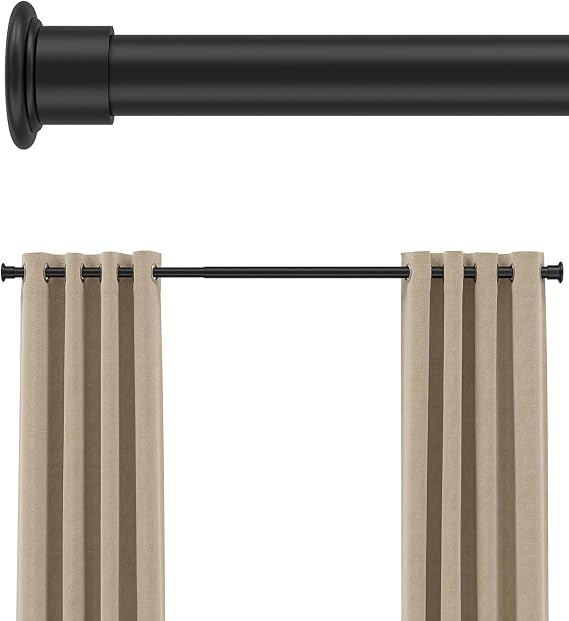 Tension Curtain Rod by EZFurni, 42-123 in, Curtain Rods No Drilling
