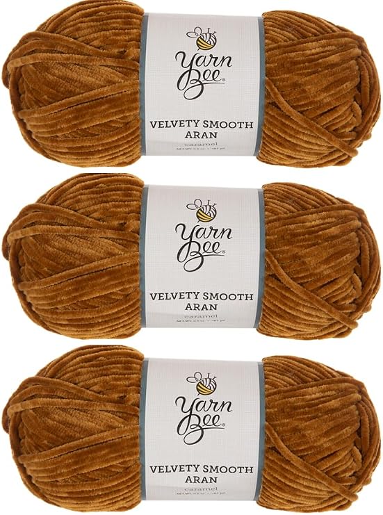 Hobby Lobby Yarn Bee Velvety Smooth Aran Yarn, 02 Caramel, Set of 3