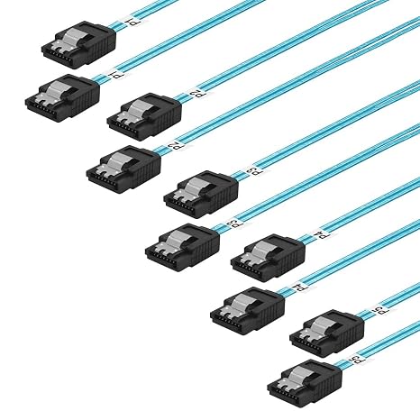 ADCAUDX SATA-III Cable:0.5M,5 Pack Thin SATA 6Gbps Cables, Straight Flexible 6Gbps Data with Locking Latch for SSD, HDD, CD, DVD Drives,Blue (1.6FT)