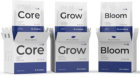 Athena Pro Line 3 Part Dry Fertilizer Kit 10 lb Core Grow & Bloom | Athena Pro Line three part dry fertilizer kit: Core, Grow and Bloom. Fully soluble with no particulates or sediment.