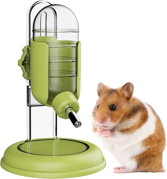 Hamster Water Bottle with Stand, 4oz Water Dispenser for Syrian Dwarf Hamsters Gerbils Mice Rats Degus (Green)
