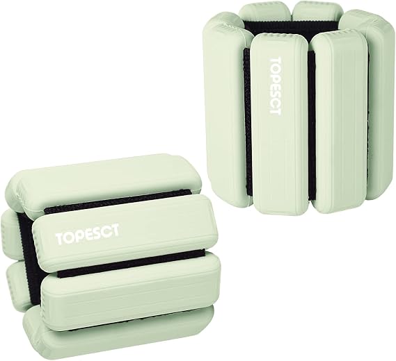 TOPESCT Adjustable Wrist Weights - Set of 2 (1lb Each) | Wearable Wrist & Ankle Weights Bracelet for Yoga, Dance, Barre, Pilates, Cardio, Aerobics, Walking