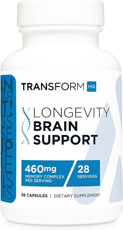 TransformHQ Longevity Brain Support Supplement (28 Servings) 56 Capsules