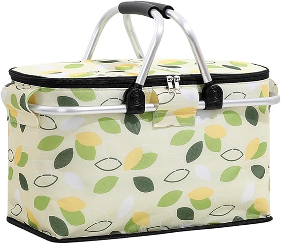 Large Picnic Basket, Leak-Proof Collapsible Insulated Picnic Basket with