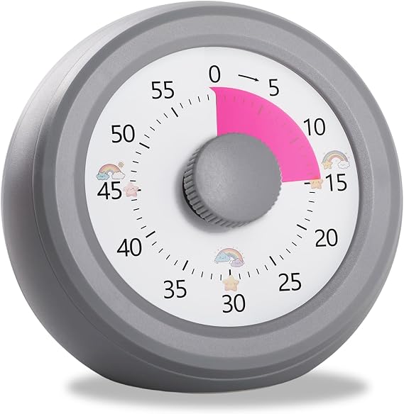 Visual Timer for Kids 60 Minute Visual Countdown Timer Silent Grey