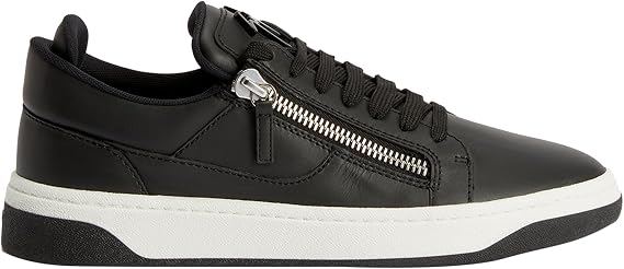 GZ94 Low Top Leather Sneakers With Silver Metal Zippers