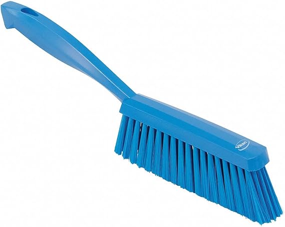 Vikan 45873 Bench Cleaning Brush, Polypropylene/Polyester Soft Bristle Dustpan Brush & Sweeper With Handle, 14-Inch, Blue