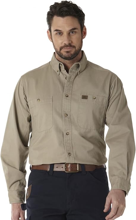 Wrangler Men's Logger Twill Long Sleeve Work Shirt Shirt (Pack of 1)