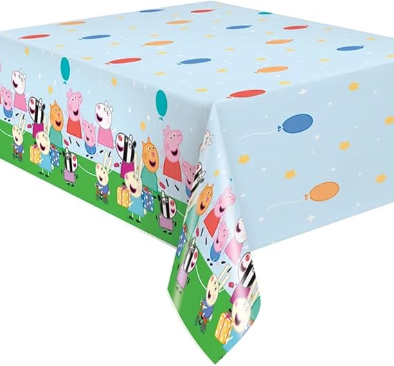 Unique Multicolor Peppa Pig Rectangular Plastic Table Cover (54" x 84") - Durable & Vibrant Design, Perfect for Parties and Events