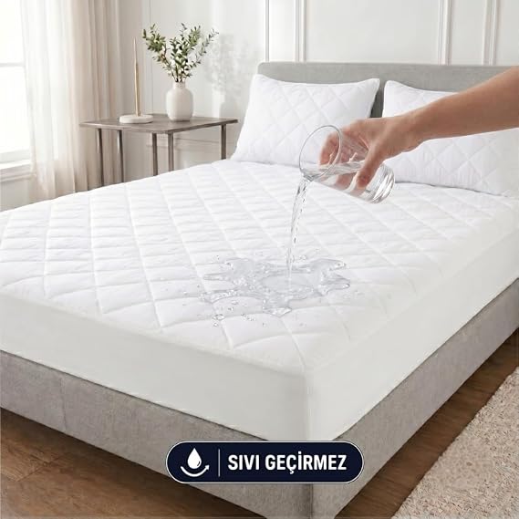 Formeya Mikrofiber Kapitone Fitted Su Sıvı Geçirmez Yatak Koruyucu Alez-2 Adet Yastık Koruyucu Set (100x200)