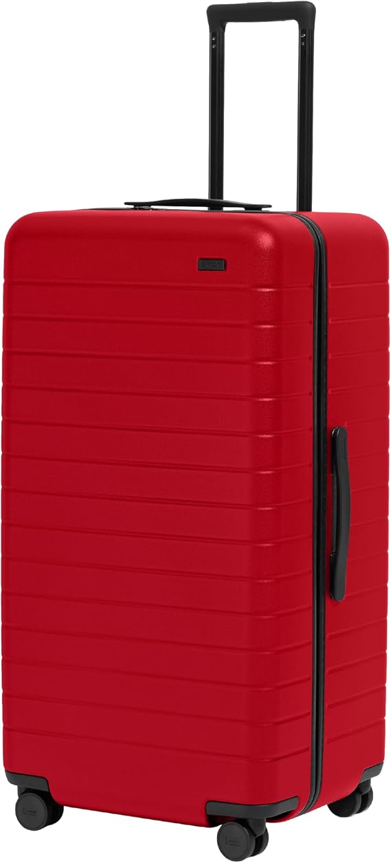 Away Trunk Checked Luggage - 31-Inch Lightweight Hardside Suitcase with 360 WhisperGlide Spinner Wheels, Interior Compression System, TSA-Accepted Lock - Cherry Red