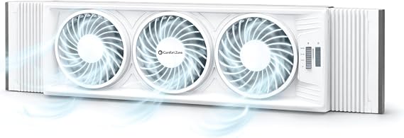 COMFORT ZONE Triple Window Fan with 3-Speeds & Expandable Width