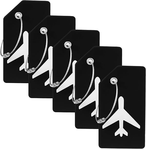 Gostwo 5 Pack Silicone Luggage Tags for Suitcases, Plane Travel Essentials