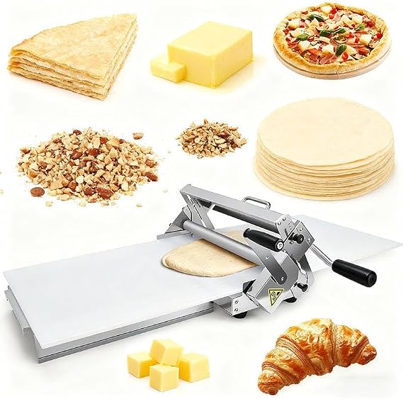 Folding Dough Sheeter Machine - 12"/15.5" Manual Dough Roller with Adjustable Thickness, 2 Sheeter Boards for Pizza, Croissants, Pastry & Fondant Table Top Design Type300