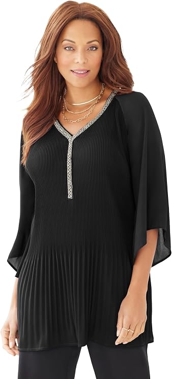 Catherines Bejeweled Pleated Blouse