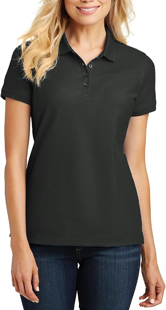 JustBlanks Womens Polo Shirts Short Sleeve Polo T Shirts Pique Polo Shirts for Women T-Shirts 4-Button Polo Tee
