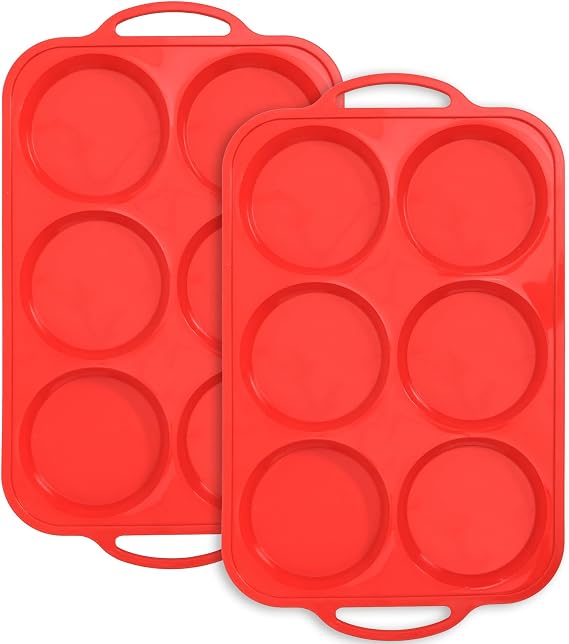 4 Inch Muffin Top Pan Non Stick with Metal Frame, Silicone Egg Molds