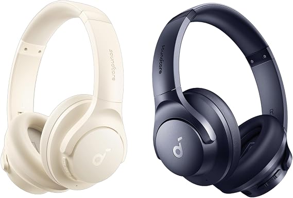 Soundcore by Anker Q20i Hybrid Active Noise Cancelling Headphones, Wireless Over-Ear Bluetooth, 40H Long ANC Playtime(White & Blue)