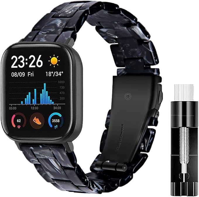 Resin Watch Band for BooaBei T19P/Banlvs G36/Dirrelo GT01/SOMTLERK A221/TOOBUR IDW16/Kumi GW5/KEEPONFIT IDB03 IDW26/Mibro Watch Lite 2/WalkerFit A2 Pro/Banlvs G36/Dirrelo GT01/SOMTLERK A221/TOOBUR IDW16/Kumi GW5/KEEPONFIT IDB03 IDW26/Mibro Watch Lite 2/WalkerFit A2 Pro, Lightweight Wristband Replacement Strap Bracelet