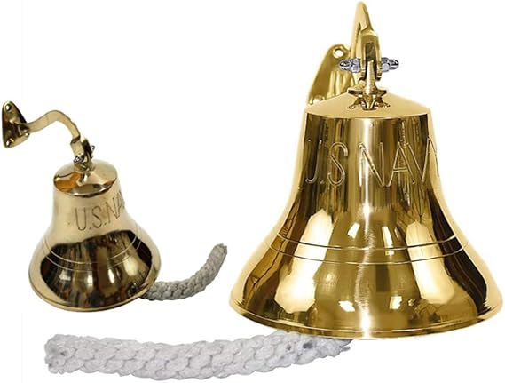 Solid Brass Traditional Ship Bell Wall Mounted Us Navy 6" Indoor/Outdoor Home Bars Rustic Vintage Home Decor Gifts