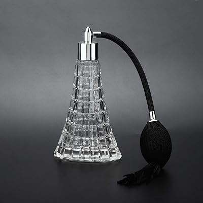 75ml  2.53oz Refillable Vintage Perfume Bottle, Empty Glass Perfume Atomizer Spraying Bottle, Retro Perfume Bulb Sprayer with Antique Black Bulb and Tassel