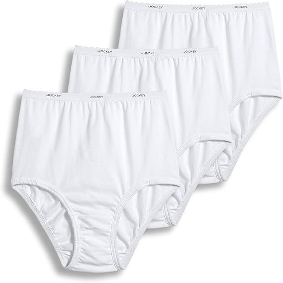 Jockey Women's Underwear Plus Size 100% Cotton Classic Brief - 3 Pack, White, 8
