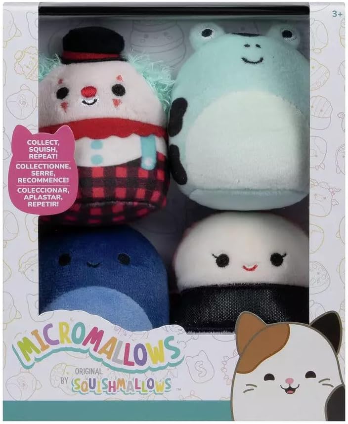 Micromallows SQMM0064 Squishmallow Super Soft Mini Plush, 2.55", Pack of 4