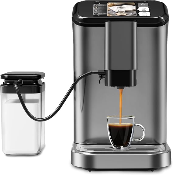 20Bar Fully Auto Espresso Machine With Dual Boiler and Zero Cleaning Hassle, LCD Touch Barista Espresso Maker for Home Office, Entertaining - 24/7 Coffee Maker for Coffee Lovers