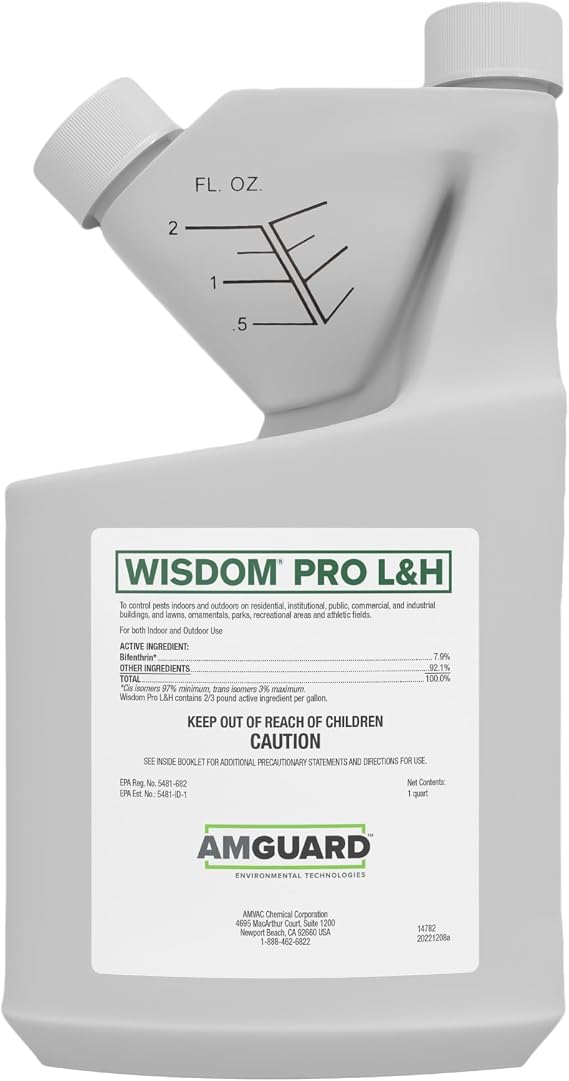 AMGUARD Wisdom Pro L&H Insect Control, Indoor & Outdoor Pest Control, Effective Against 70+ Pests, Residential & Commerical Usage, Pet-Friendly, 32 Ounces