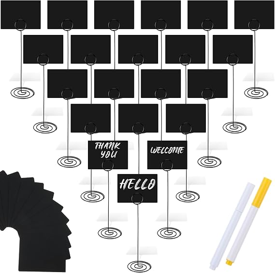 TecUnite Mini Chalkboard Signs with Metal Stand and 2 Markers, 24 Pcs