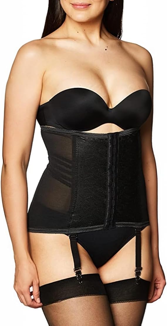 Rago Style 21 Waist Trainer Girdle with Garters | Firm Control Power Net | Made in USA | Contour Bands + Flexible Boning