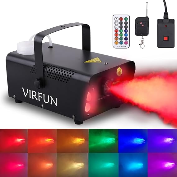 VIRFUN Fog Machine, Smoke Machine with Lights&Remote Control for Party