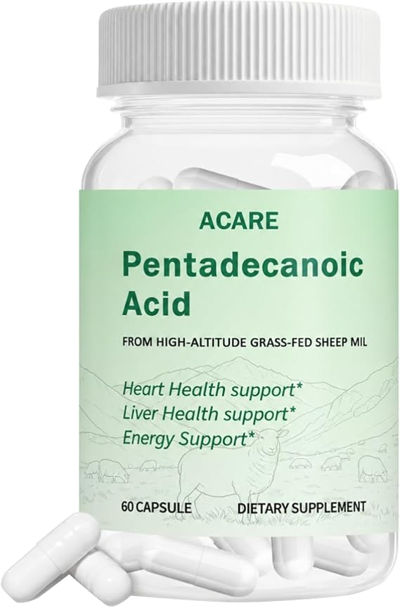 Pentadecanoic Acid, Pentadecanoic Acid Formula Supplement, Sourced from High-Altitude Sheep Milk, 60 Capsules
