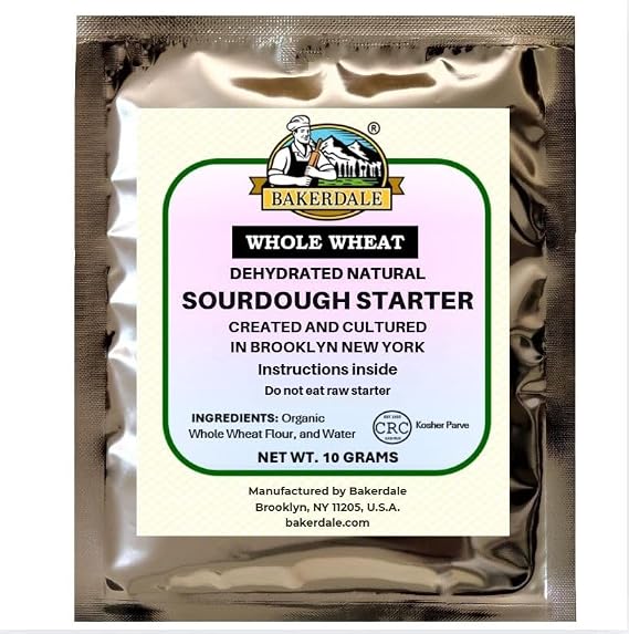Bakerdale Dehydrated Natural Whole Wheat Sourdough Starter Culture Non-GMO, Easy Activation, Beginner Friendly | Authentic Artisan Bread Starter