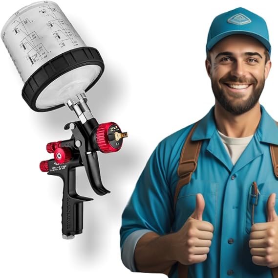 Fits Black Widow by Spectrum Professional HVLP Gravity Feed Air Spray Gun - Delivers a Precision Spray Pattern for Professional Results with Primer and Base Coats