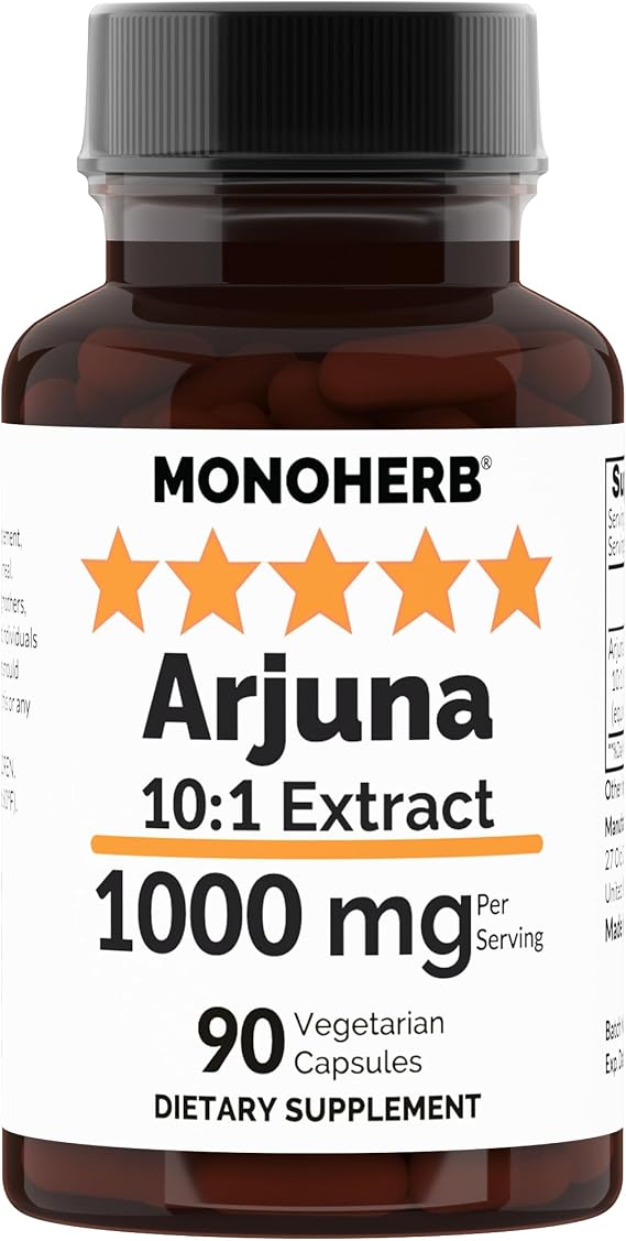 Arjuna 10:1 Extract - 1000 mg per Serving. Serving Size: 2 Capsules. 45 Servings per Bottle.