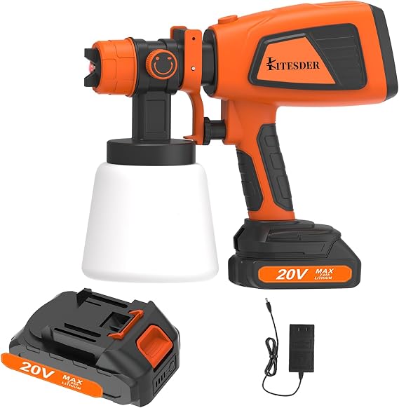 Cordless Paint Sprayer for 20V Battery, Included 2 Batteries, Battery Powered Sprayer, Adjustable Flow Control, Easy to Clean, for Furniture, House, Fence,Walls,Garden,Etc