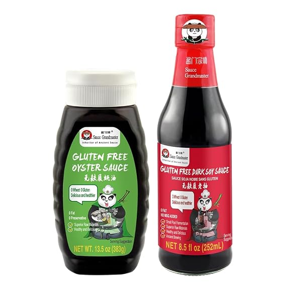 SGM Premium Gluten Free Sauce, All Purpose Seasoning for Sushi, Chinese & Korean Cuisine, Authentic Flavor Enhancer for Stir Fry, Pure Oyster Sauce + Dark Soy Sauce (13.5oz + 8.5oz)