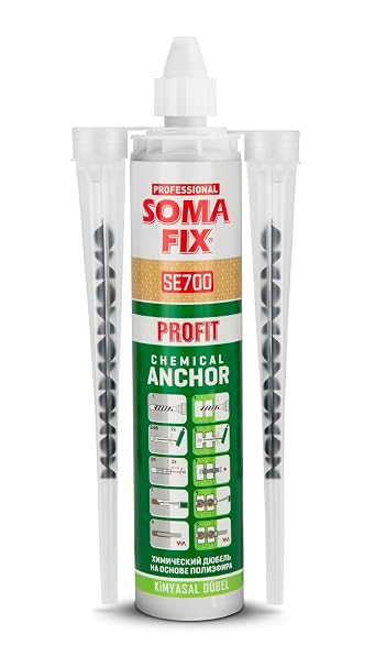 SOMA FIX SE700 Profit Profesyonel Kimyasal Dübel, İki Bileşenli Polyester Esaslı Montaj Reçinesi, Hızlı Kürleşen, Beton ve Taş Yüzeyler için Ağır Yük Montajı