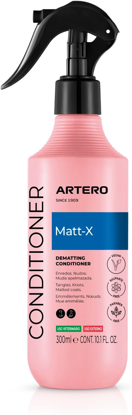 Artero Matt-X Ultra Dematting Spray for Dogs & Cats Professional Detangler & Conditioner, Fast Tangle Removal, Soft Shiny Coat Finish, 10.1 fl oz
