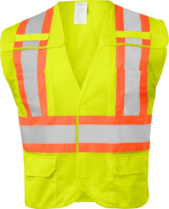 Ironwear Type R Class 2 Hi Vis Reflective Two Tone 5-Point Breakaway Vest with 6 Pockets