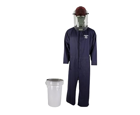 OBERON Arc Flash Coverall Bucket Kit- 8CAL - Includes Hard Cap, Face Shield, Coveralls-4XL, Balaclava and Bucket - HRC2 Series