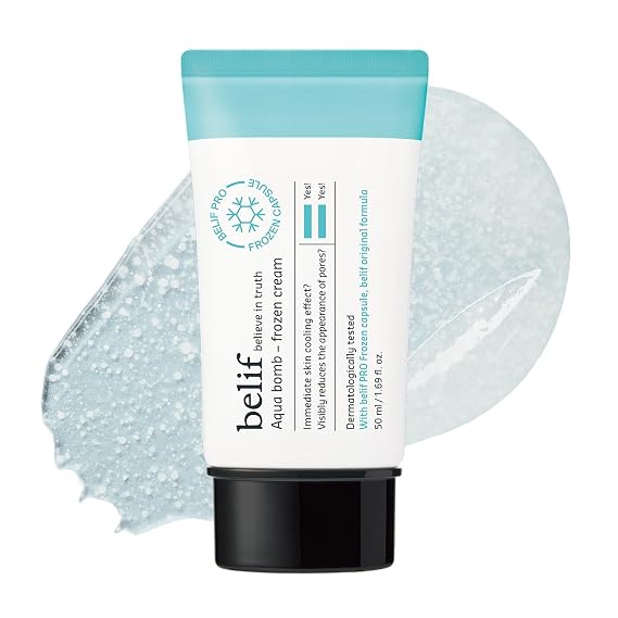 belif Aqua Bomb Frozen Gel Cream - Panthenol & Niacinamide - Daily Refreshing Hydrating Moisturizer, Lightweight, Korean Skincare, 1.69 fl oz (1.69 Fl Oz, Citrus (New Package))