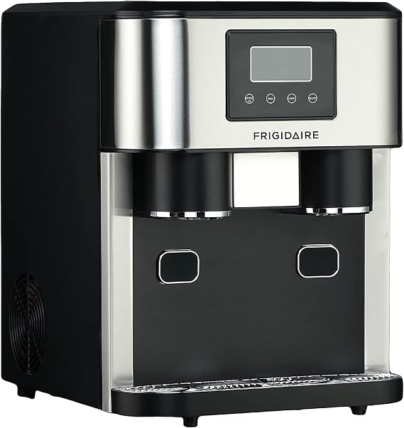 Frigidaire EFIC245-SS EFIC245 3-in-1 Countertop Crunchy Chewable Nugget Style Dual Ice Crusher and Cube Maker, Makes 33 Pounds in 24 Hours, 2 Sizes, with Water Dispenser and Line-in