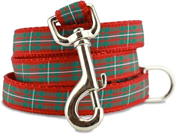 Holiday Plaid Dog Leash, 5 Ft Long, 5/8" Wide