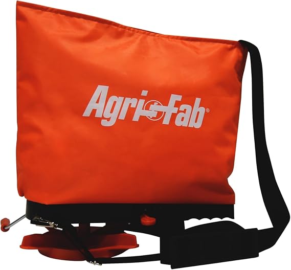 Agri-Fab Handheld Bag Seeder Spreader, 25 lb Capacity with Waterproof Zipper Bag, Adjustable Shoulder Strap & Rear Baffle, Orange
