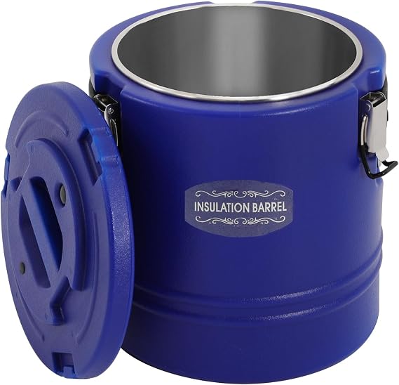 15.85Qt/15L Commercial Insulated Soup Bucket, Large Insulated Bucket Container with Lid, Insulated Soup Container Commercial Food Warmer for Hot or Cold Food for Tea, Juice, Milk (Blue/15L)