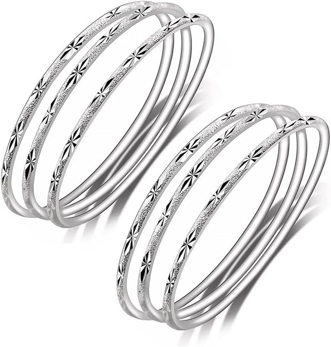 Sterling Silver Bangle Bracelets for Women,Fashion Jewelry Simple Adjustable 925 Silver Cuff Bangles for Women Mom Wife Valentine Mothers Day Gift
