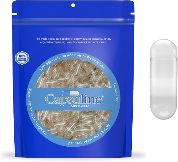 Capsuline Size 00 - Clear Empty Vegan Pullulan Capsules - 100 Count - Empty Pullulan Pill Capsules - DIY Vegan Capsule Filling - Empty Caps - Gluten Free, Non-GMO